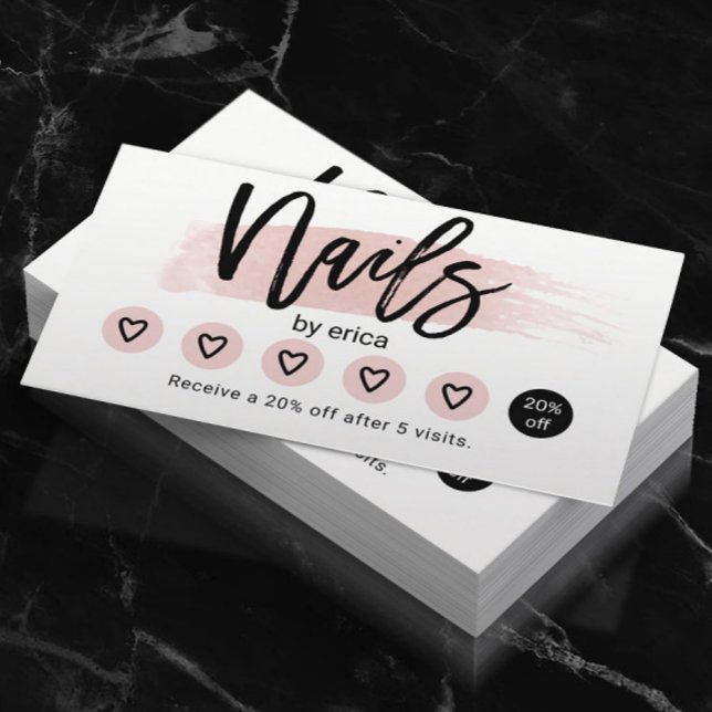 Nail Salon Cute Blush Pink Manicurist Loyalty Card (Creator Uploaded)