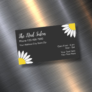 Nail Salon Daisy Flower Design Magnetic Business Card