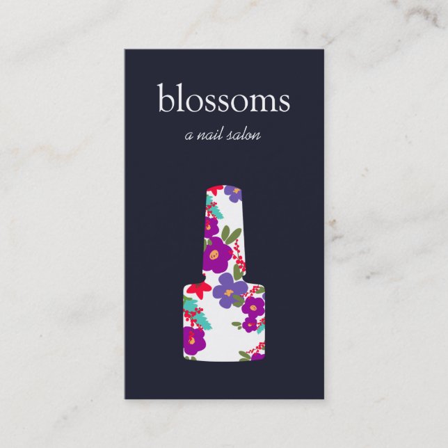 Nail Salon Floral Nail Polish Bottle Business Card (Front)