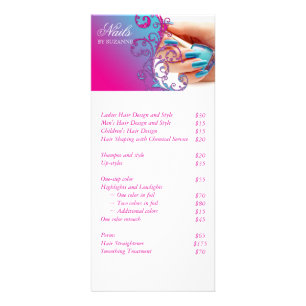 Nail Salon Glitter Blue Pink Rack Card