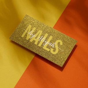 Nail Salon Gold Glitter Business Card