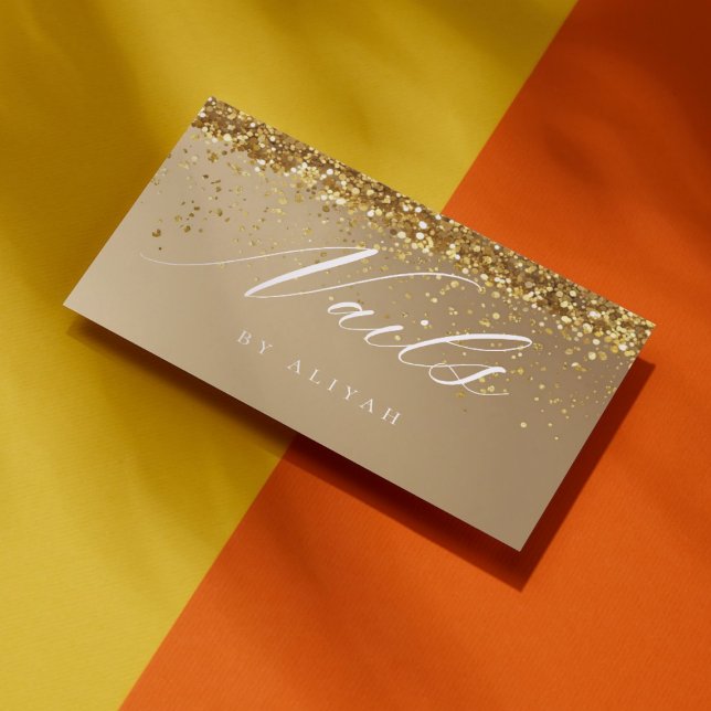 Nail salon Gold glitter Confetti Business Card (Creator Uploaded)