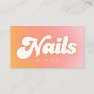 Nail Salon Groovy Retro Peach  Business Card