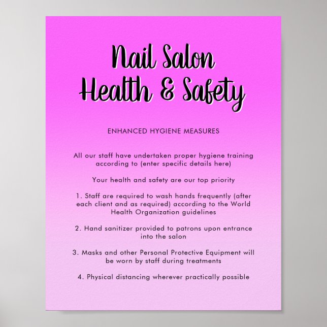 Nail Salon Health Bright Purple Covid Safety Poster (Front)