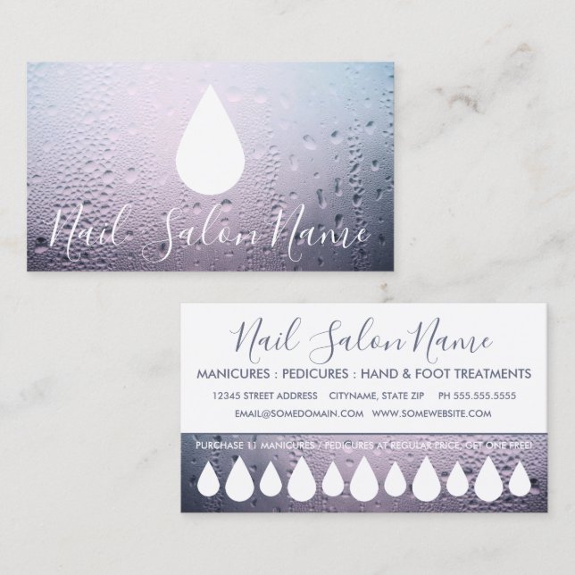 nail salon liquid drops loyalty punch card (Front/Back)