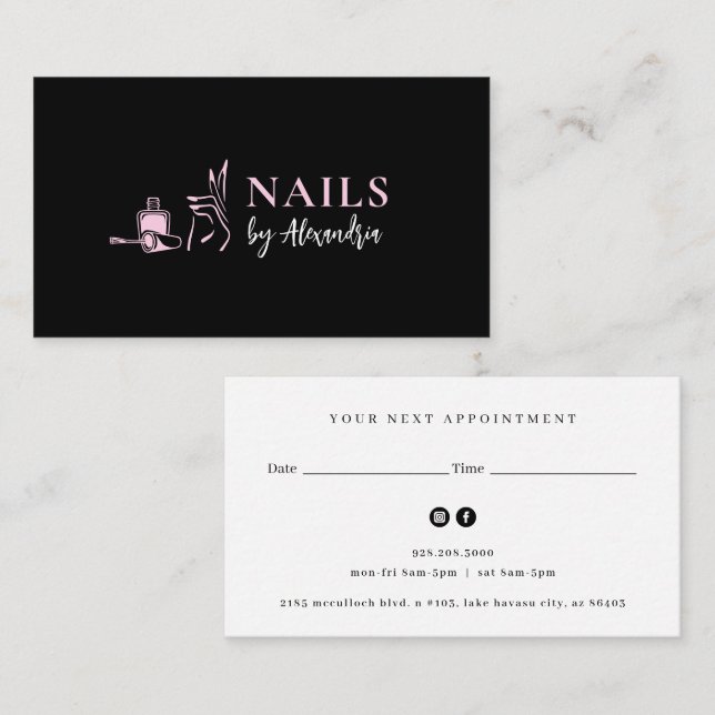 Nail Salon Logo Appointment Business Card (Front/Back)
