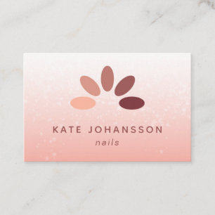 Nail Salon Logo Modern Peach Rosy Manicurist Business Card