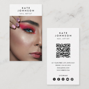 Nail Salon Makeup Artist Photo QR Code  Business Card