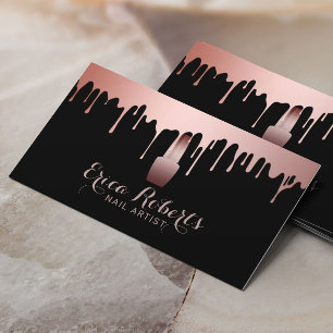 Nail Salon Makeup Artist Rose Gold Dripping Polish Business Card