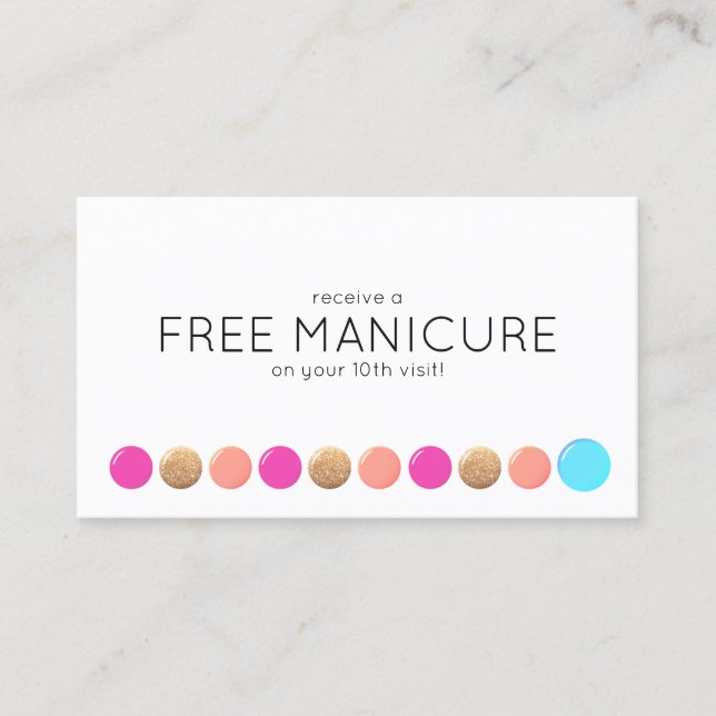 Nail Salon Manicurist Customer Loyalty 10 Punch (Front)