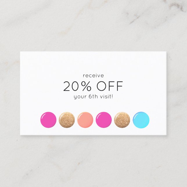 Nail Salon Manicurist Customer Loyalty 6 Punch (Front)