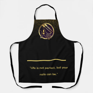 Nail Salon Manicurist Modern Black Gold Glitter Apron