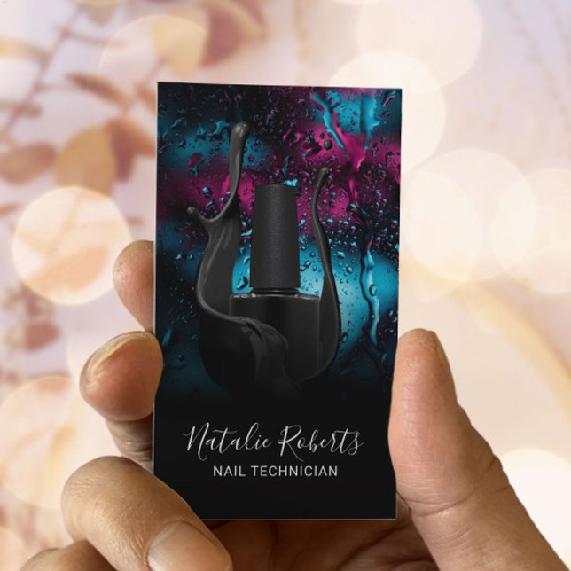 Nail Salon Manicurist Modern Black Polish Bottle Business Card (Creator Uploaded)