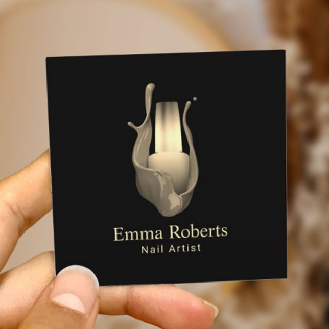 Nail Salon Manicurist Modern Gold Polish Bottle Square Business Card (Creator Uploaded)