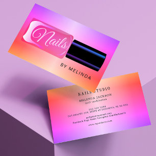 Nail salon manicurist modern polish colourful chic business card