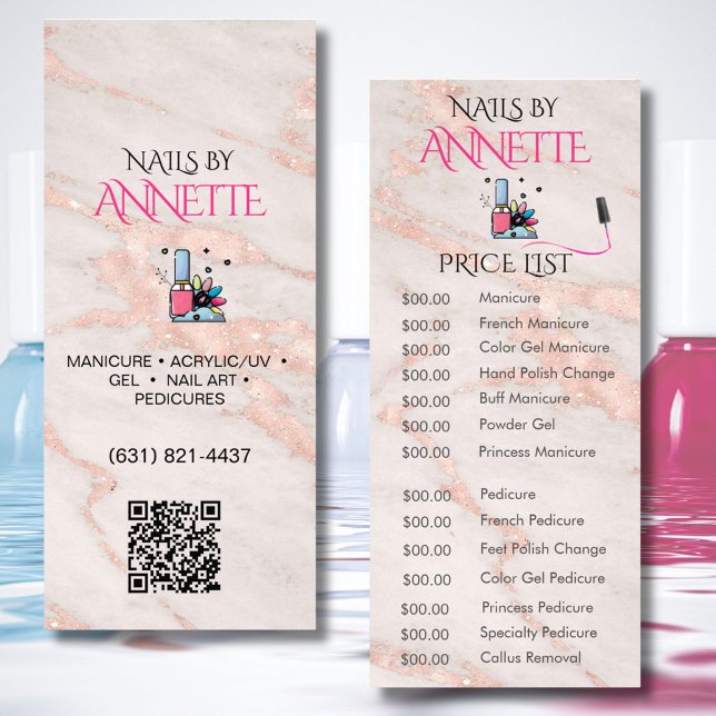 Nail Salon Manicurist Rose Gold QR Price List  Rack Card (Creator Uploaded)
