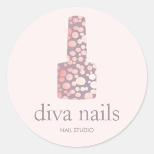 Nail Salon, Mauve Pink Manicurist Polish Bottle Classic Round Sticker