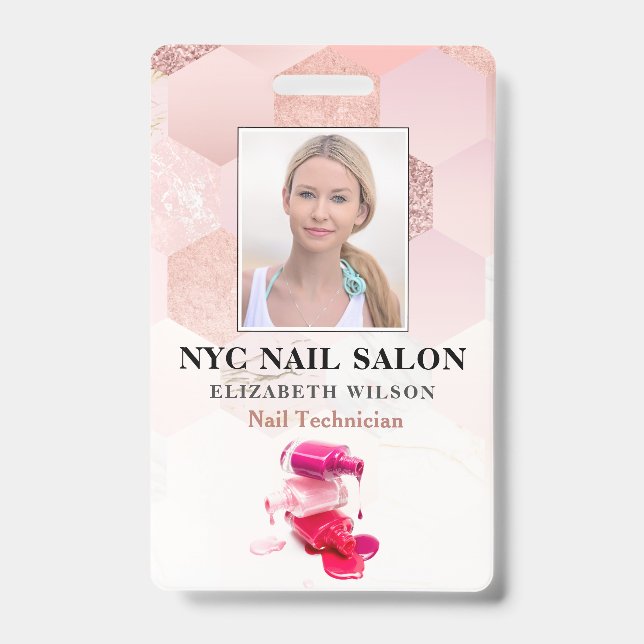 Nail Salon  | Modern Employee Photo ID Badge (Front)