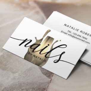 Nail Salon Modern Gold Polish Bottle Manicurist Business Card