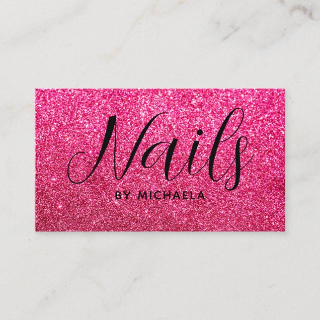 Nail Salon Modern Hot Pink  Business Card         (Front)