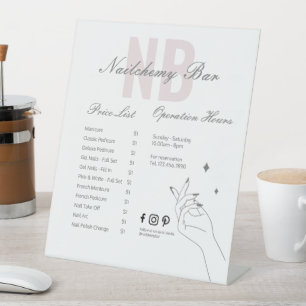 Nail Salon Modern Minimalist Price List Menu Pedestal Sign