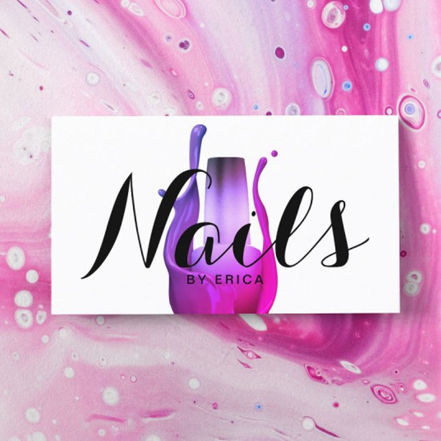 Nail Salon Modern Purple Polish Bottle Manicurist Business Card (Creator Uploaded)
