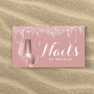 Nail Salon Modern Rose Gold Drips Manicurist Business Card