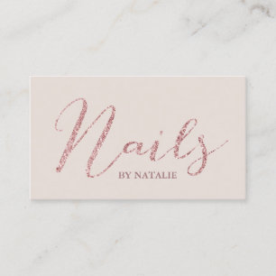 Nail Salon Modern Rose Gold Glitter Typography Business Card