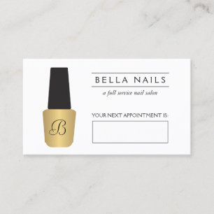 Nail Salon Monogram Faux Gold Polish Appointment Card