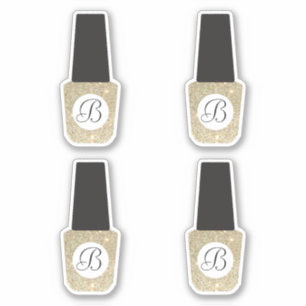 Nail Salon Monogram on Gold Glitter Nail Polish