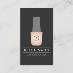 Nail Salon Monogram on Peach Nail Polish Business Card