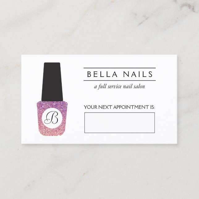 Nail Salon Monogram Purple Glitter Appointment (Front)