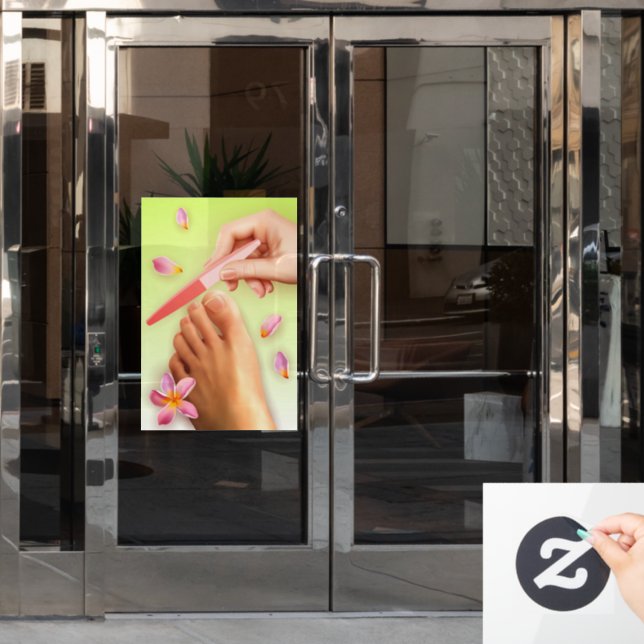 Nail Salon Pedicure Floral Realistic  (Office Door)