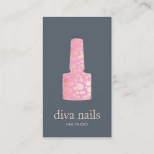 Nail Salon Pink and Gold Nail Polish Bottle Logo Business Card