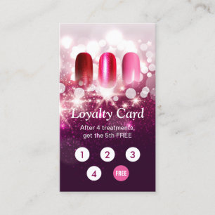 Nail Salon Pink Glitter Loyalty Punch Card