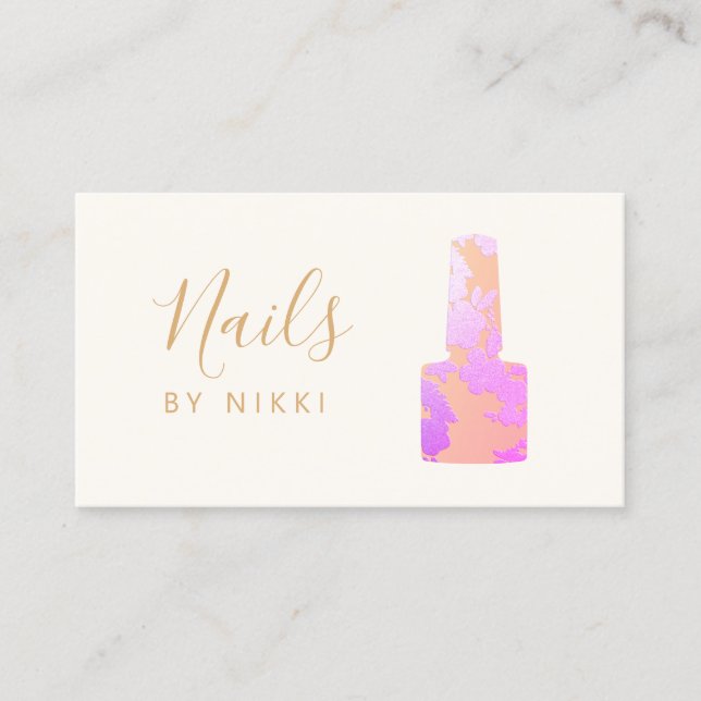 Nail Salon Pink Glitter Manicurist  Business Card (Front)