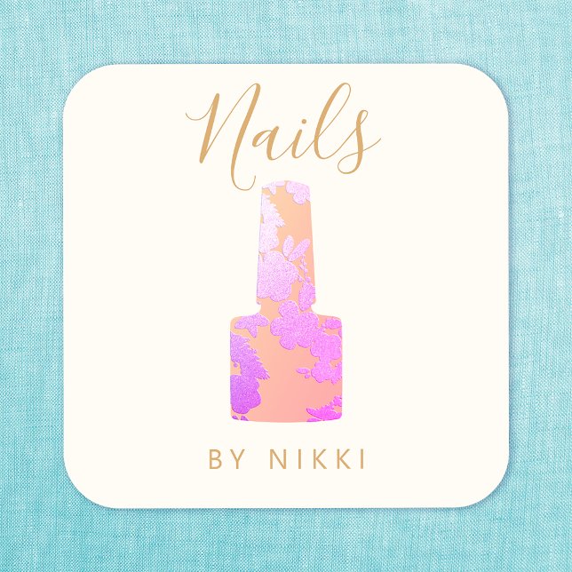 Nail Salon Pink Glitter Manicurist Square Business Card (Creator Uploaded)