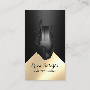 Nail Salon Polish Black & Gold Manicurist Business Card
