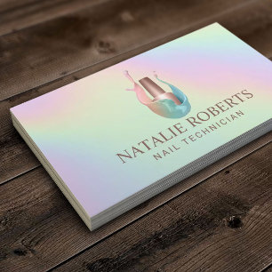 Nail Salon Polish Bottle Holographic Manicurist Business Card