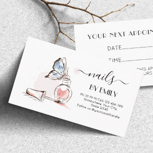 Nail Salon Polish Bottle Sketch Blush Pink Appointment Card