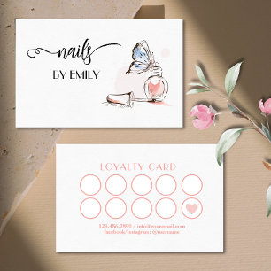Nail Salon Polish Bottle Sketch blush Pink Loyalty Card