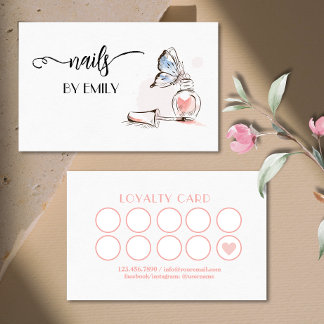 Nail Salon Polish Bottle Sketch blush Pink Loyalty Card