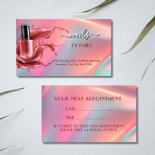Nail Salon Polish Bottle Splash Pastel Appointment Card
