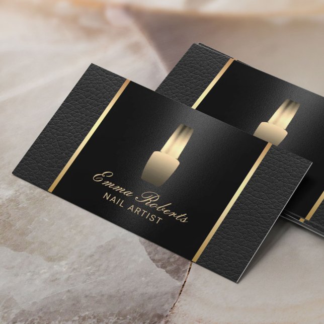 Nail Salon Polish Makeup Artist Elegant Leather Business Card (Creator Uploaded)