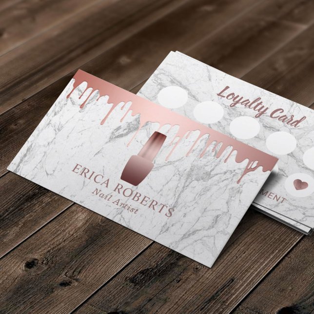Nail Salon Polish Makeup Artist Marble Loyalty Card (Creator Uploaded)