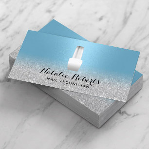 Nail Salon Polish Manicurist Blue & Silver Business Card