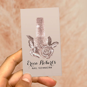 Nail Salon Polish Rose Gold Floral Manicurist  Business Card