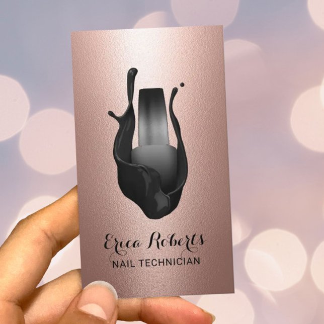 Nail Salon Polish Rose Gold Metallic Manicurist Business Card (Creator Uploaded)
