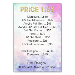 Nail Salon Price List  Glitter Drips Cards