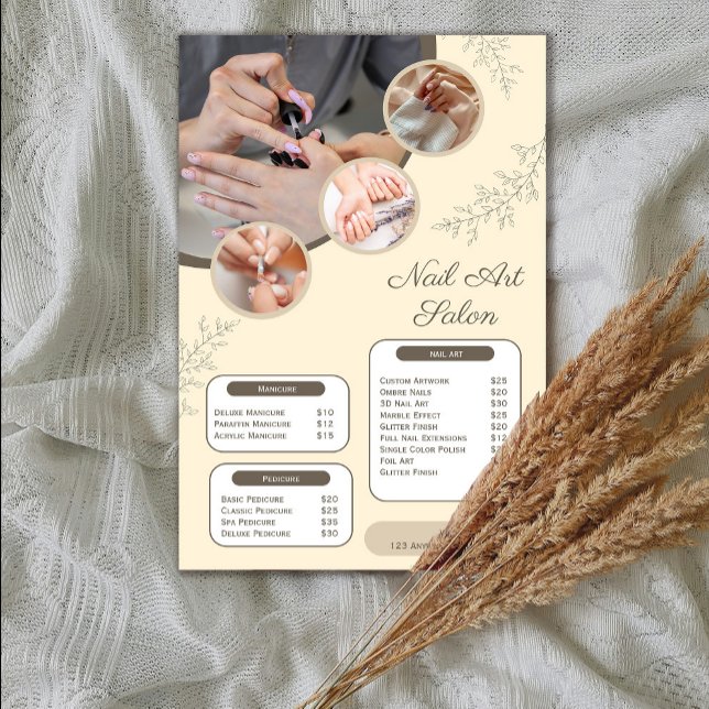 Nail Salon Price List  | Manicure Pedicure  Flyer (Nail Salon Price List Flyer | Manicure Pedicure Nail Art Menu #zazzlemade #nailartpricelist#brochure)